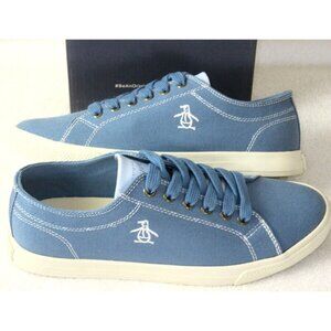 Original Penguin Men's Sam Stripe Classic Lace Up Light Blue Canvas Shoes NIB